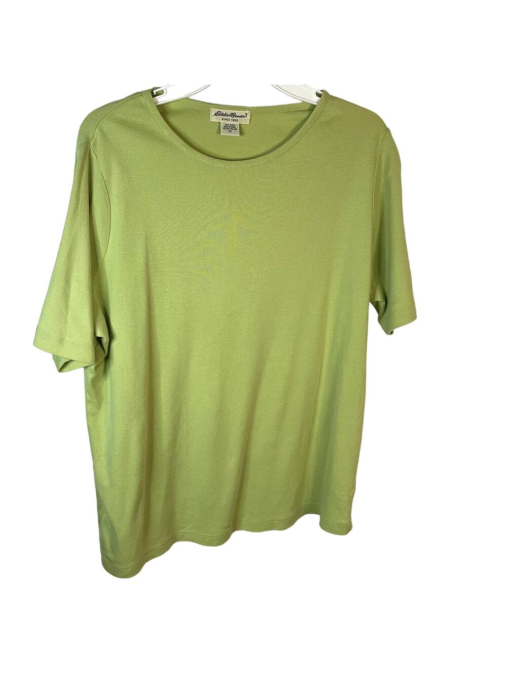 Eddie Bauer 1X large Women Lime Green top 100% cotton short sleeve